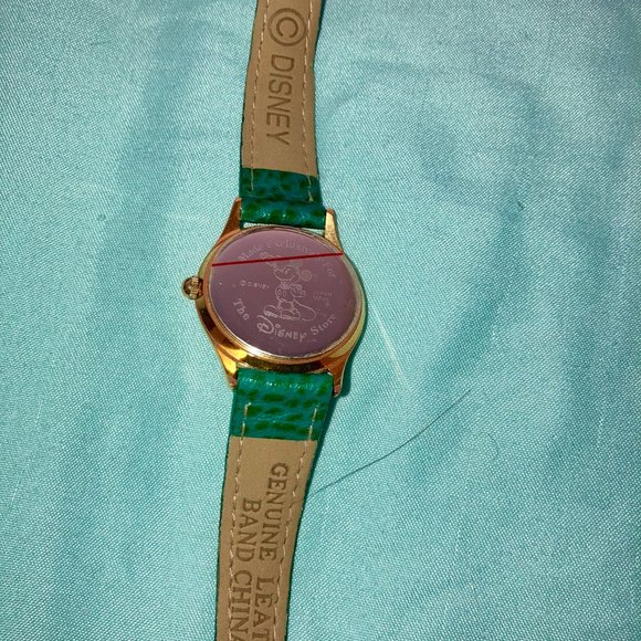Vintage Disney Tinker Bell Women's Green Leather Buckle Band Watch - Picture 2 of 5